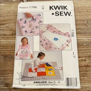 Vintage Kwik Sew Baby Play Quilt Bib Changing Pad Uncut Sewing Pattern 1798